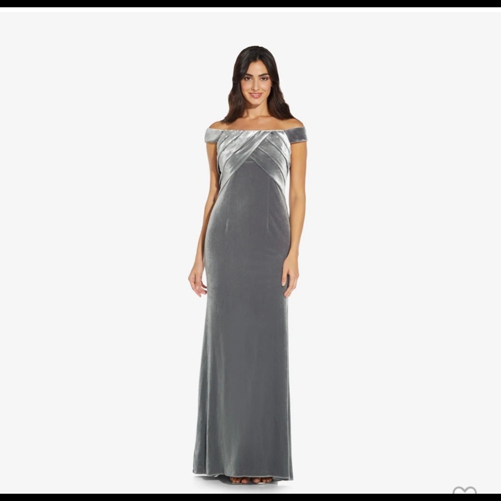 Velvet off shoulder gown